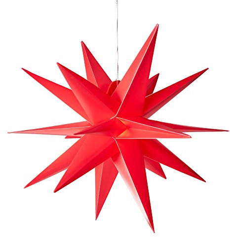 AMARE LED 3D Außenstern Rot ca. 57 x 48 x 44 (B x H x T), für den Innen- und Außenbereich, mit Timer, 57cm - Netzbetrieb
