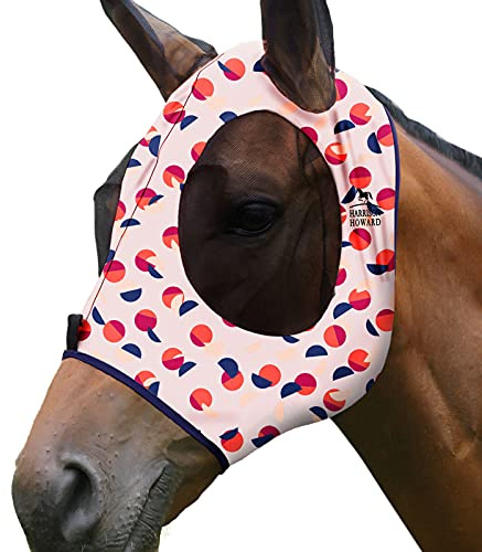 Harrison Howard - Maschera antimosche super confortevole, elasticizzata, con ampio spazio per gli occhi, protezione UV, morbida sulla pelle, con trama a puntini traspirante
