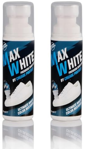 Max White Shoe Whitener - Instant White Colour Restorer & Polish for Trainers, Sneakers, Canvas & Leather Shoes - Brighten & Clean Soles for a Fresh Look (Pack of 2)