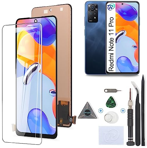 RongZy Display für Xiaomi Redmi Note 11 Pro 2201116TG/ Redmi Note 11 Pro 5G 21091116I LCD Bildschirmersatz Digitizer Touchscreen Montiert Ersatz mit Werkzeugen(Schwarz)
