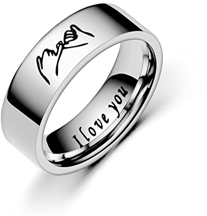 Yifnny Anello Coppia, 2 Pezzi Anello di Promessa Mignolo per Coppie Anello Mano nella Mano I LOVE YOU Anello dell'Amicizia Abbinato Fedi Fidanzamento per Uomo Donna (Argento, taglia 6)