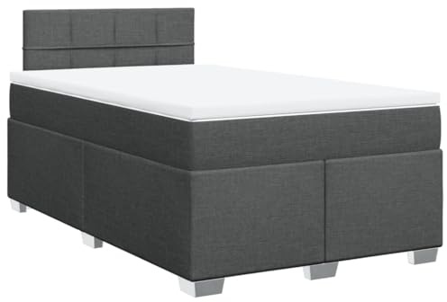 vidaXL Cama Box Spring con colchón Tela Gris Oscuro 120x200 cm, boxspring, Camas con somier, Muebles de Dormitorio, Cama con somier, Cama