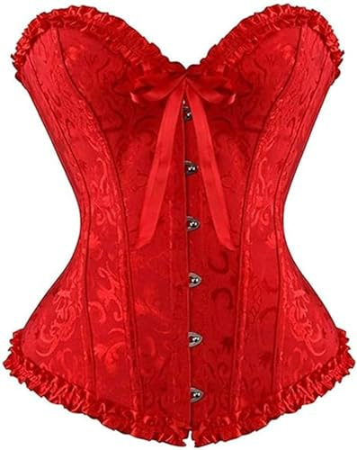 LSFYSZD Women's Lace Up Boned Overbust Corset Bustier Lingerie Bodyshaper Top Plus Size