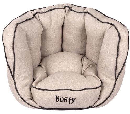 Bunty 'Oyster' Dog Bed Medium - Open Face Dog Sofa Bed - Calming, Bolstering High Sides, Thick Cushioning, Warm Luxurious Stuffing - Washable - Medium, Cream or Light Grey