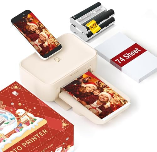 HPRT CP4100 Fotodrucker 4x6'' 74 Blätter&2 Band,Wi-Fi Wireless Sofortbilddrucker für iPhone, Android, Smartphone, Thermosublimationsdrucker, AR Videodruck tragbare Fotodrucker für den Heimgebrauch