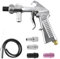 Pistola de Chorro de Arena de Aire Comprimido, Air Sand Blaster de Aluminio, con 4 boquillas de 5/6/6/7 mm, Conexión de Entrada, Tubo de Succión de Arena