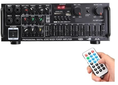 Amplificador de Potencia Bluetooth de 2000 W, Amplificador HiFi, Altavoz, Control Remoto, 2.0 Canales,Reproducción precisa