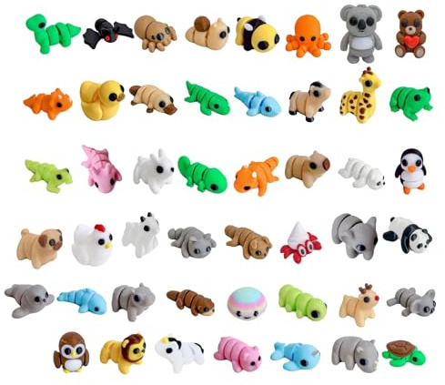Mini figuras de animales, 40 unidades Articulables Decoración de Animales Pequeños Eslabones Móviles para Adultos Niñas Decoración Juguetes Fiesta Cumpleaños