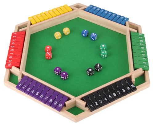 Shut The Box Game: 2-6 Player Wooden Board Math Game with 2-12 Dice | Educational Family Night Entertainment | Classic Pub Style | Funny Family Board Games (Colorful-6 Players)
