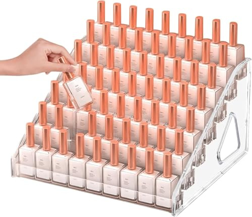 Gykutix 7 Livelli Porta Smalti Organizer Acrilico Porta Rossetti Organizer Trasparente Espositore Smalti Supporto per Smalto per Unghie Scaffale per Smalti Contiene Circa 70 Bottiglie per Rossetto