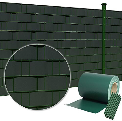 HENGMEI 65mx19cm visibilità PVC Paravista Strisce Rotolo Recinzione Protezione frangivento frangivista, Verde