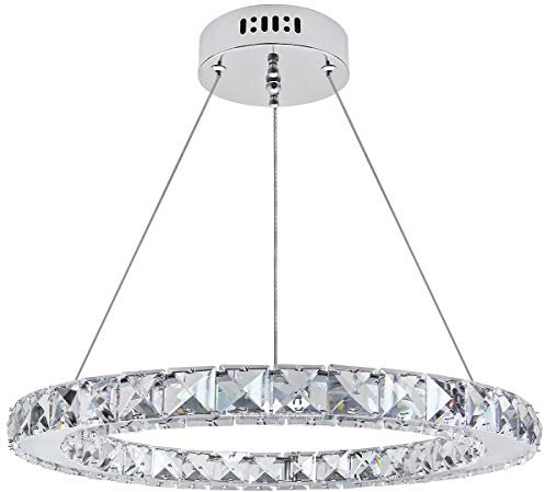 Long Life Lamp Company Modern Round Chandelier LED Ring Pendant Ceiling Light Cool White Dining Room Table Kitchen Island Bedroom Living Room M0170