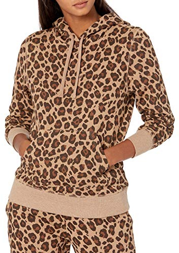 Amazon Essentials Women's Fleecehoodie (finns i plusstorlek), Kamelbrun Leopard, XL