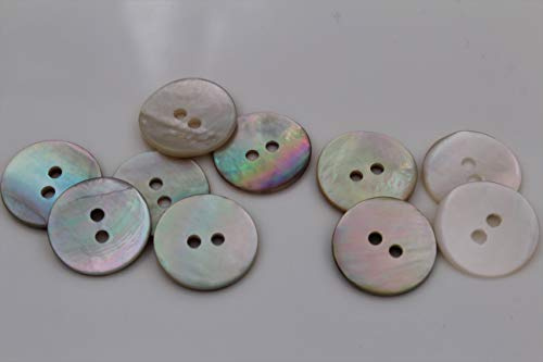 10 Stück, natürlich schimmernde Perlmuttknöpfe, 2 Loch aus europäischer Fertigung, flach in 10 Größen erhältlich Perlmutt (10mm)