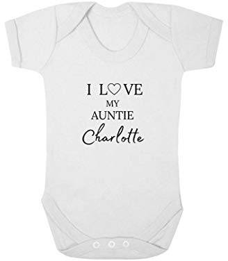 Second Ave Cute Personalised Baby Grow I Love My Auntie Babygrow Vest White Shortsleeve Bodysuit Gift
