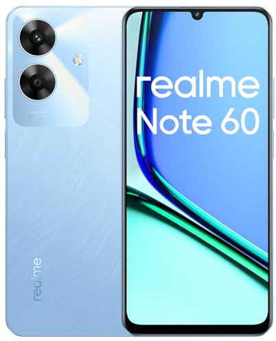 realme Note 60 Smartphone Android, 4G Teléfono Móvil Dual SIM, 90Hz Pantalla LCD de 6.74, 3GB RAM 64GB ROM, Batería de 5000mAh, 32MP Cámara Clara, Azul, sin Adaptador