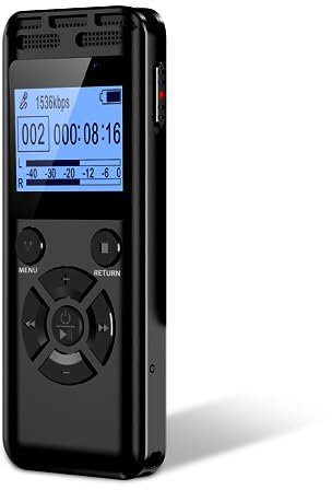 64GB Digitales Diktiergerät, Wevoor 1536kbps Aufnahmegerät mit Sprachaktivierung und Passwort, Diktiergerät mit A-B Wiederholung für Vorträge Konferenzen Interviews