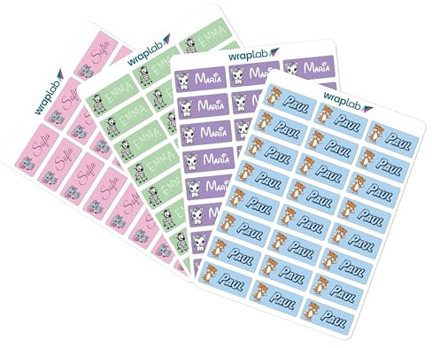 70 Étiquettes Autocollantes Personnalisées - Nom, Couleurs et Icônes au Choix - Parfaites pour Identifier Fournitures Scolaires, Bouteilles, Vêtements et Objets Personnels