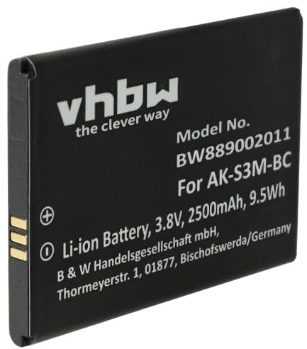 vhbw Akku kompatibel mit Emporia Supereasy SE, PSP400, Smart 5 Mini, Supereasy Handy Smartphone Senioren Telefon (2500 mAh, 3,8 V, Li-Polymer)
