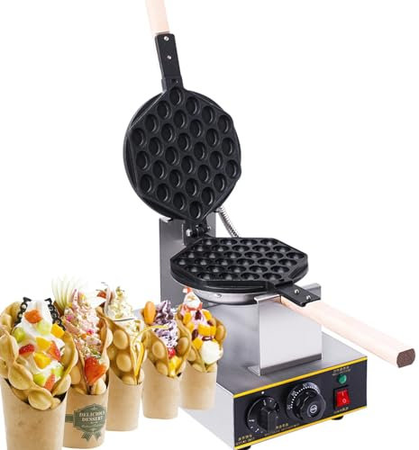 ZPRMMN Gofrera De Burbujas For Gofres De Huevo Clásicos - 1400 W con Revestimiento Antiadherente For Cafetería/Tienda De Postres/Restaurante - Ajuste Automático De Temperatura Que Incluye Recetas