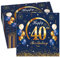 GROVBLE 40 Stück Servietten 40. Geburtstag, Blau, für Mann und Frau, Happy Birthday, 33 x 33cm