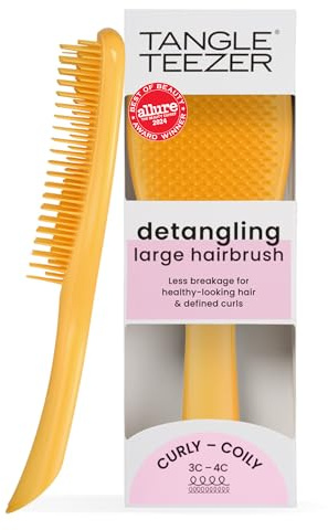 Tangle Teezer Ultimate Detangler Naturellement Bouclés, Grande Brosse à Cheveux pour Cheveux Bouclés et Frisés 3C-4C, Picots à 2 Niveaux, Définit les Boucles et Réduit les Frisottis, Jaune Jonquille