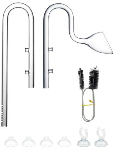 LINLAN 13mm Glass Lily Pipe, Inflow and Outflow, Fits 12/16mm (1/2 i.d.) Filter Hose for Aquarium Planted Tank