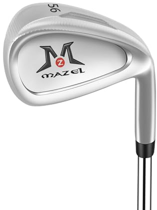 MAZEL Cuñas de golf para hombre de 48/50/52/54/56/58/60 grados, cuña de arena para mano derecha, cuña de arena para palo de golf individual, cara fresada para máximo giro (plata, 56 grados)