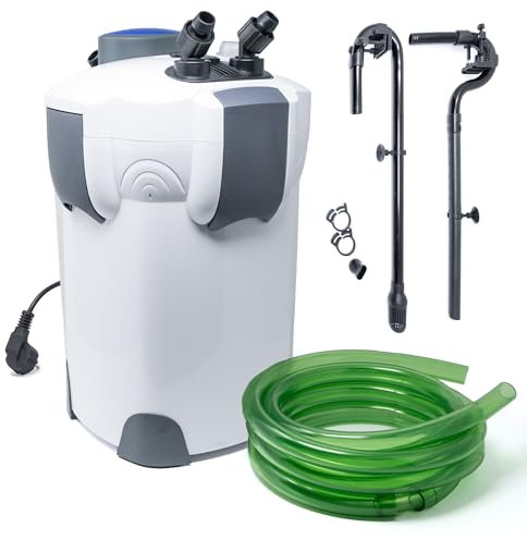 VIALIA Aquarium Filter mit integriertem UVC-Klärer, Außenfilter geeignet für Aquarien bis zu 1.000 L, Durchlauf von 2.000 L pro Stunde, Aquarium Zubehör