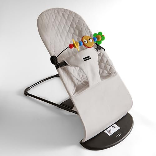 GalPat Baby Hamaca Bebé Plegable + Arco de Juegos - Balanceo Natural - Ergonómica - Tejido Algodón color gris Suave y Antialérgico - 3 Posiciones