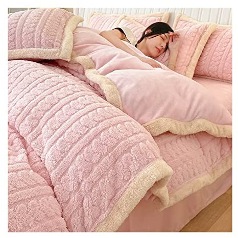 MLHDZ Juego de funda de edredón de terciopelo grueso para invierno, funda de edredón de franela de doble cara, juego de ropa de cama de 4 piezas para cama de 2 m (gris, 220 x 240 cm)