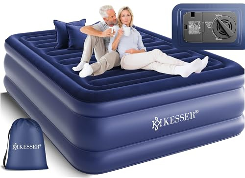 KESSER® Aufblasbare Matratze Luftbett Selbstaufblasend Gästebett mit eingebauter elektrischer Pumpe, Luftmatratze für Camping oder Heimgebrauch Mit Tasche, geeignet für 2 Person - 203 x 152,5 x 51cm