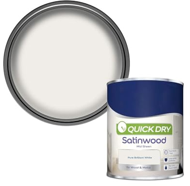 HOCHSTE® Pure Brilliant White Satinwood Paint, Quick-Drying, Long-Lasting Protection, Easy-To-Apply, DIY Enthusiasts, Interior And Exterior Use, Perfect For Furniture, Doors, (Mid Sheen, 750ml)