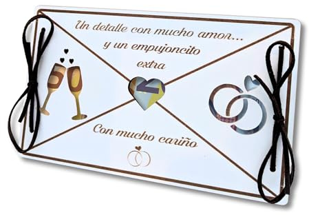 Sobre De Madera Para Dinero De Boda | Tarjeta Boda Dinero | Idea original dar dinero de boda | Regalo para Novios Bodas | Regalos para novios que se casan | NIRALIS