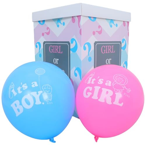 Dearmamy Scatola Gender Reveal Con 10 Palloncini Baby Shower Blu E Rosa Per Decorazioni Festa Rivelazione Sesso Bambino E Oggetti Di Scena Per Foto