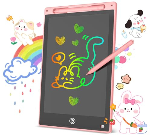 Tavoletta Grafica LCD Scrittura Colorata, Lavagna Digitale Cancellabile con Pulsante Elimina e Blocco Schermo, Giocattolo Educativo e Regalo di Compleanno e Natale (Rosa, 12 inch)