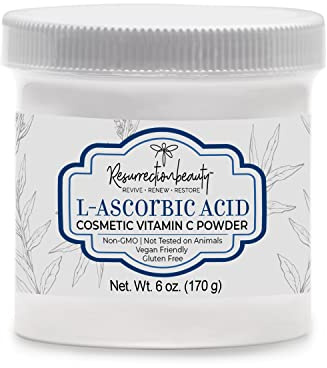100% Pure L-Ascorbic Acid (Cosmetic Vitamin C Powder for Face) to Make Your Own Premium Beauty Serum, Skincare Mask Treatment, Hyaluronic Serums with Vit C & DIY Facial Skin Care Products 6 OZ