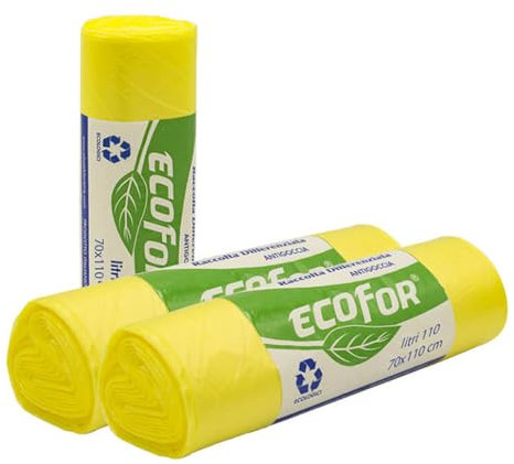 SACCHI SPAZZATURA GIALLI IN PLASTICA PE-LD Cm 70x110 (110 litri) - SCATOLA DA 100 SACCHETTI