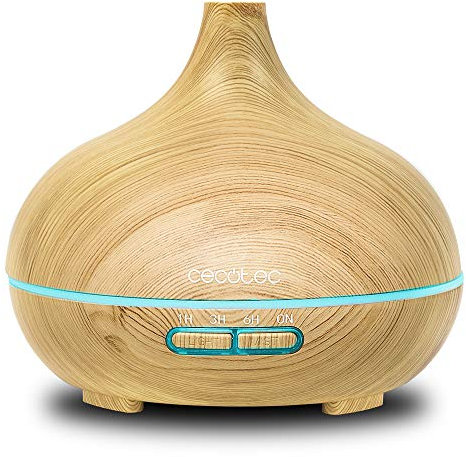Cecotec Humidificador Ultrasónico y Difusor de Aromas con Temporizador Pure Aroma 300 Yang. 10 W, 300 ml, Temporizador hasta 6 horas, 7 Colores LED, Función Aromaterapia, Ultrasilencioso