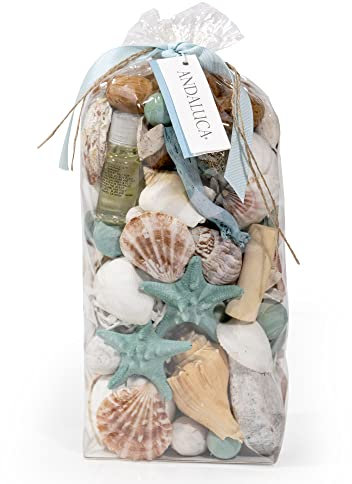 ANDALUCA Ocean Plumes - Popurrí perfumado de conchas marinas fabricado en California, bolsa grande de 20 onzas, fragancia de frasco de fragancia, aromas de naranja, lima, bergamota, lirio, rosa y