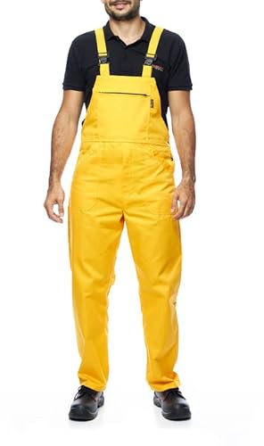 Work Bib and Brace Overalls, Overalls Men, Bib and Brace Dungarees Mens, Made in EU, Mazalat Protective Coverall, S -3XL Size - Made in EU - Work Trousers for Man, Lots of Colors, Yellow, L