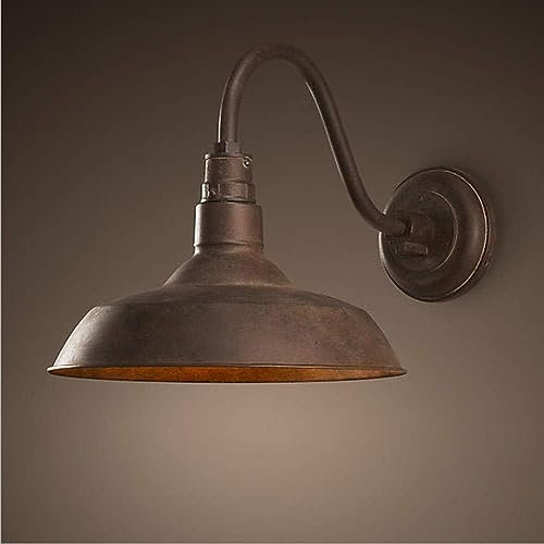 Lampada da parete antica Esterno Cupola a collo di cigno Applique Retro Industrial E27 Lampada da parete impermeabile Rustic Bronze Nero Fienile Intorno all'ombra Warehouse Loft Balcone Area pav B