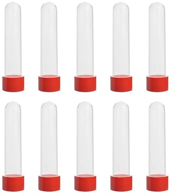 10 Test Tube Candy Container Spice Container Candy Box 1.41 fl oz 41.7 ml with Lid (Red)
