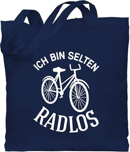 Baumwolltasche - Radsport - Taschen - Ich bin selten Radlos - Unisize - Navy Blau - geschenke fahrrad rad beutel radfahrer stoffbeutel fahrradfahrer baumwolle fahrradliebhaber beuteltasche rennrad