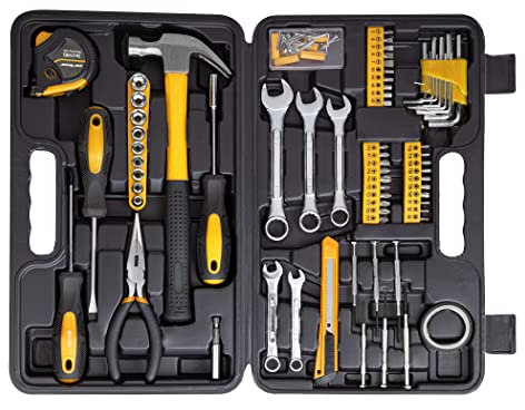 Cartman 148-teiliges Werkzeugset - Allgemeines Haushaltswerkzeugset mit Aufbewahrungskoffer aus Kunststoff, Automotive Set Gelb