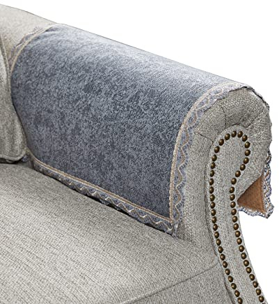 MINJIATEX Couch arm Covers,Non-Slip lace Sofa arm Covers Set of 2 Washable Sofa armrests Covers for Living Room Recliner Chair arm Cover Protectors for Leather Sofa armrest slipcover (GYDF-Grey)