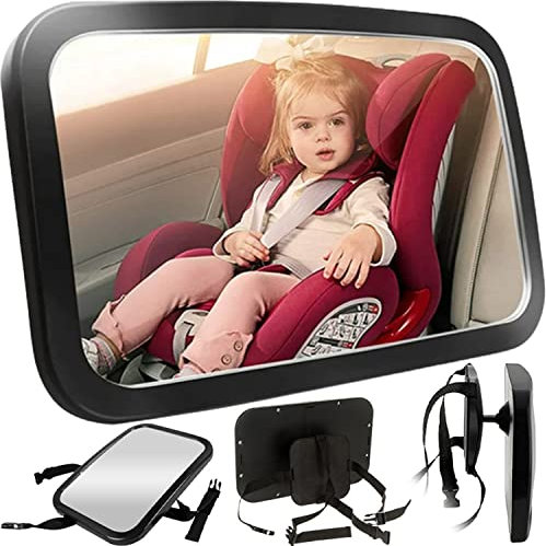 Retoo Baby Spiegel Auto Rückbank 30 cm x 19 cm, 360 Schwenkbar Kinder Autospiegel, Rücksitzspiegel für eine Sichere Fahrt, Auto-Rückspiegel für Babyschale, Autositz-Spiegel, Kindersitz