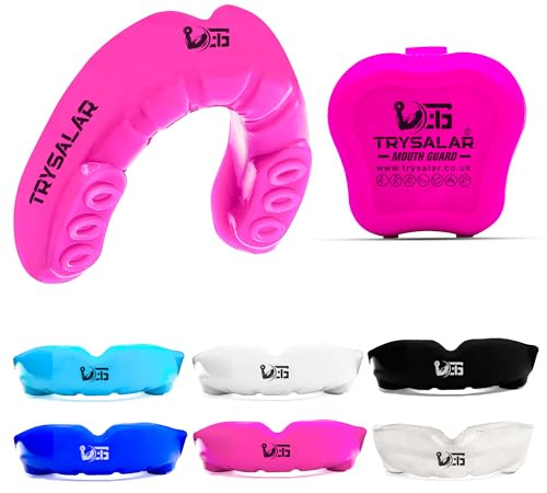 TrySalar Protège-dents moulable Rughby Sports Slim Fit bouillir et mordre boîte MMA, hockey, basket-ball, Muay Thai, football (< 11 ans), rose