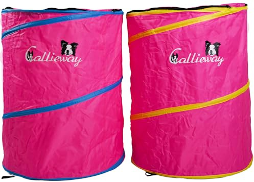 Callieway Hoopers Agility Barrel – tunna/fat för hundträning (dubbelpack, fuchsia) | Lätt, stabil och kan belastas med vikt | Inkl. transportväska | Agility Parcours för hundar | Fuchsia