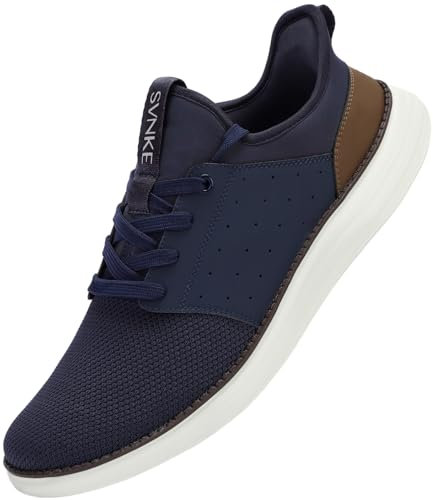 SVNKE Herren Slip On Sneaker Atmungsaktiv Schnürsenkel Walkingschuhe Fitness Turnschuhe Sportschuhe Hand-Free Freizeitschuhe Business Schuhe (Blau 42)